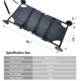 Tuntrol Dog Stretcher for Large Dogs with 4 Wheels, 45x22 Inch Pet Transport Trolley Animal Gurney Carrier