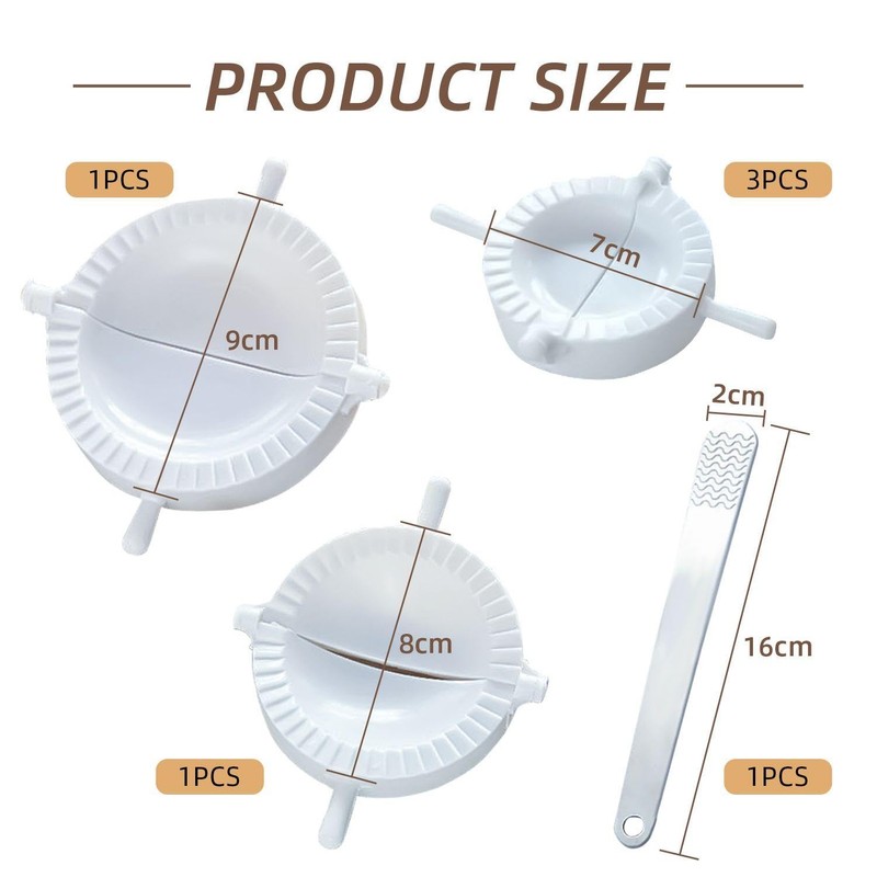 5Pcs Dumpling Molds, 1Pc Stuffing Spoon, Kitchen Cooking Mold, Manual