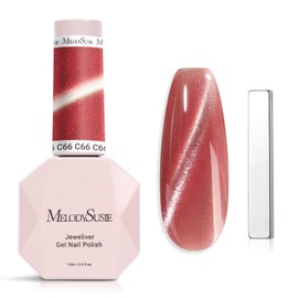 MelodySusie MelodySusie Jeweliver Cat Eye Gel Nail Polish, 0.5 Fl Oz Red Glitter Holographic Magnetic Nail Polish with Magnet, UV Nail Polish for Nail Art Manicure Salon DIY at Home C66