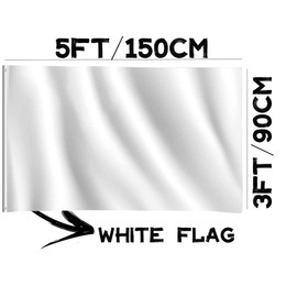 2pcs Blank White Flags DIY 5ft x 3ft Banners Pennant Double Stitched Vivid Color Plain Flags Polyester Decoration for Garden Room Game Parade Sport Events Festival Party 90 X 150cm with Brass Grommets