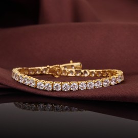 jiamiaoi 18K White Gold Plated Tennis Bracelet Women's Bracelet 925 Sterling Silver Bracelet with Sparkling 5A+ Zircon Diamond Tennis Bracelet Silver for Her, Mother, Girlfriend, Sterling Silver