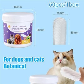 Toallitas de Limpieza de Dientes para Perros y Gatos, Toallitas Limpiadoras De Odos,60 Unidades, para Perros Y Gatos                                  