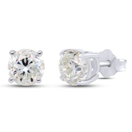 3CTTW Moissanite Stud Earrings for Women,Round Cut Solitaire Moissanite Earrings Hypoallergenic Four Prongs In 18K White Gold Over Sterling Silver Moissanite Diamond Stud Earrings for Jewelry Gifts