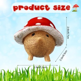 Suzile 3 Pcs Resin Hedgehogs Mushroom Figurines Large Fairy Outdoor Garden Accessories Animals Sculpture Hedgehogs Mushroom Garden Statues for Micro Landscape Plant Pots Bonsai Craft Decor, Red