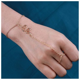 Dervivea Boho Snake Finger Ring Bracelet Vintage Snake Bracelet Snake Slave Finger Ring Bracelet Gold Ring Bracelet Jewelry for Women and Girls
