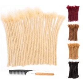 DAIXI 0.6cm & 0.8cm Thickness #613 Blonde 6 Inch 30 Strands 100% Real Human Hair Dreadlock Extensions for Man/Women Handmade Permanent loc Extension Bundles Can Be Dyed Bleached Curled Twisted