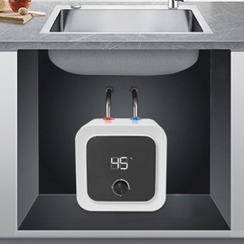 Electric Mini-Tank Water Heater 2.1Gallon Tank, 1500W Hot Water Boiler Storage, Safety Temperature Pressure Valve Easy Install, for Kichen Bathroom Restaurant, Shelf Wall Floor Mounted