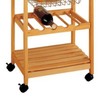 Organize It All Natural Pinewood Multi-Purpose Mobile Kitchen Cart, Light