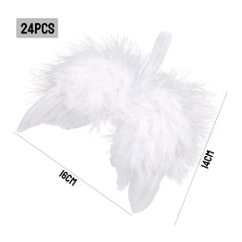 Pack of 24 Christmas Tree Decorations, White, Christmas Angel Wings, Decoration for Outdoors, Indoors, Christmas, Wedding, Home, Party