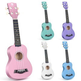 Soprano Ukulele for Beginners, Hawaiian Ukulele 21 Inch Basswood,4 - Strings Guitar Ukulele for kids Adult Student, Pink