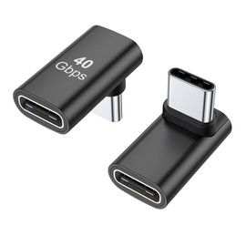 AreMe 90 Degree USB-C Male to Female Adapter, 2 Pack Right Angle 100W Type-C Adapter Extender for Steam Deck, ROG Ally, Switch, Notebook Computers, Tablet and Mobile Phones (Black)