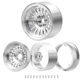 Zolikar 4Pcs Aluminum 2.2 Beadlock Wheels Wide 34.8mm RC Wheel Rim Hub for 1/10 Axial SCX10 TRX4 TRX6 D90 RC Crawler Car Upgrade Accessories (Silver)
