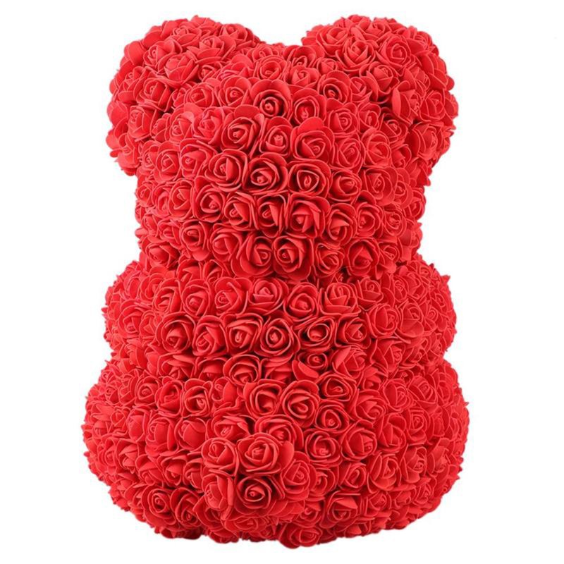 Rose Flower Bear Artificial Rose Flower Hugging Bear for Valentines