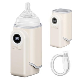 Portable Baby Bottle Warmer 4-in-1 Fast Heating Baby Milk Warmer for Breastmilk or Formula with Heating Warm Milk Constant and Warm Water Function (White)