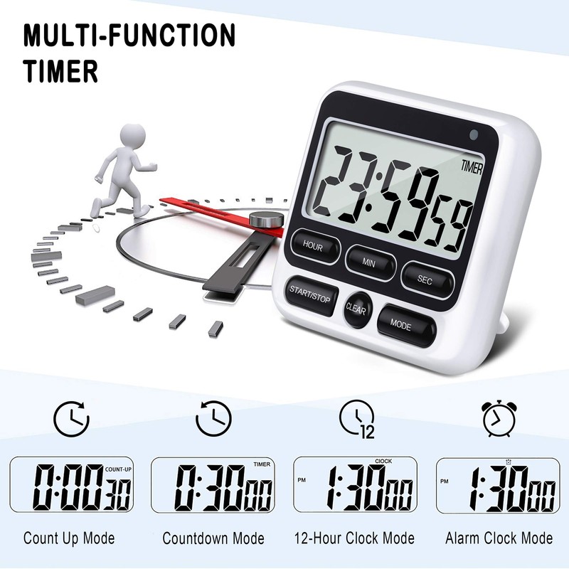 KTKUDY Digital Kitchen Timer with Mute/Loud Alarm Switch ON/Off Switch,