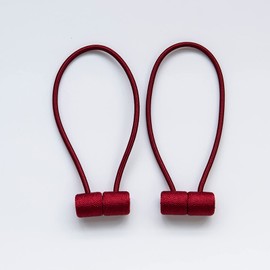 Curtain Tie Backs Strong Magnetic,Metal Curtain Tiebacks Hooks,Tie Clips Curtain Holdbacks Rings for Home Office Window Curtain Straps 1 Pair (red)