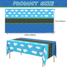 Funnymoom 6 Pcs 108 x 54 Inches Transportation Birthday Tablecloths Traffic Party Supplies Transport Vehicle Plastic Table Cover Disposable Car Truck Tablecloth Decorations for Birthday Party Favors