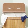 Home Basics 2 Compartment Foldable Rectangle Bamboo Hamper with Liner