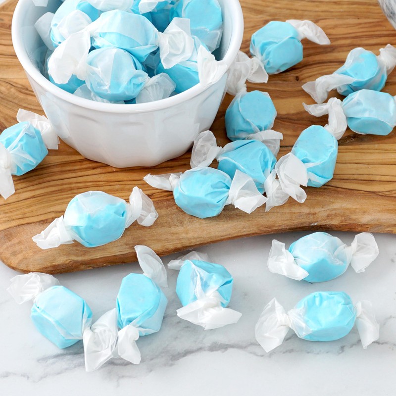 Blue Raspberry Salt Water Taffy, 2 Pound Bulk Bag, Blue