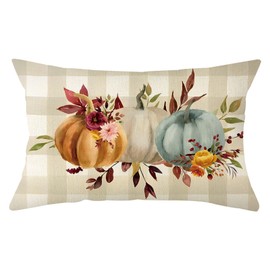Ogiselestyle Fall Pumpkin Throw Pillow Cover 12x20 Inch, Autumn Pumpkin Thanksgiving Harvest Farmhouse Decoration for Sofa Couch