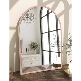 Arched Wall Mirror for Bathroom,Mirrors for Wall Vanity Mirror Decor Bedroom Vanity Entryway Living Room, Metal Frame 26"x18" Rose Gold