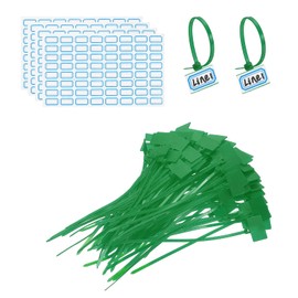 PATIKIL 6" Kabelbinder, 200 Stück Kabelbinder Etiketten Nylon Draht Markierungsetiketten Selbstschnürende Kunststoffbänder Beschriftbar Mit Etiketten Papier Für Organisation Kabel, Grün