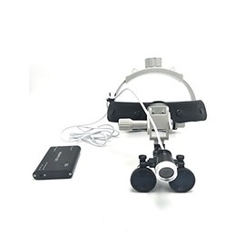 3.5X Loupes Binocular Glass Magnifier Leather Headband DY-108 New Type with LED Headlight (Black)
