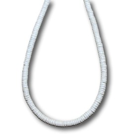 Native Treasure 18" Mens and Womens Tropical Jewelry Summer Beach Surfer Necklace From the Philippines, Polished Smooth White Clam Heishe Ark Shells