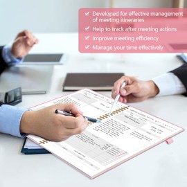 7 × 10 Meeting Notebook for Work with Action Items, Hardcover Spiral Meeting Planner, Project Planner for Office Business Meeting Agenda Book, Notebooks for Men Women Meeting Organizer, Pink