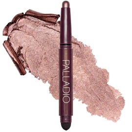 Palladio Barra de sombra de ojos impermeable con esponja mezcladora, aplicacin duradera y sin esfuerzo, Burgundy Shimmer                              