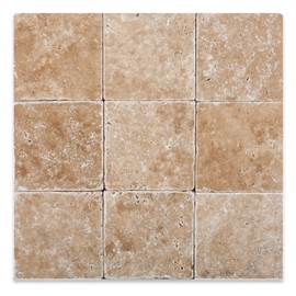 Walnut Travertine 4 X 4 Tumbled Field Tile - 4-pcs. Sample Set