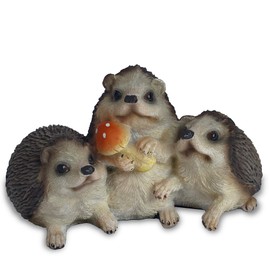 Objectz Hedgehog Group with Toadstool Table or Garden Decoration, Beautiful Decoration for Home and Garden, Indoor and Outdoor Use, Weather Resistant