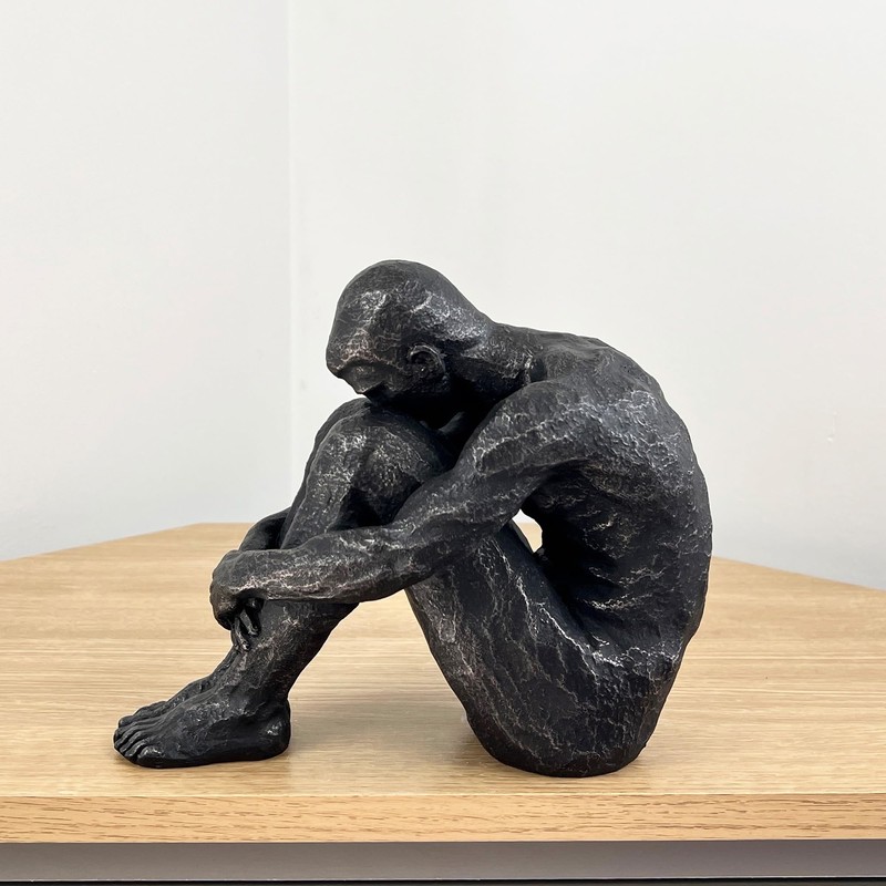 Alfie Francis 20cm Tall Abstract Sitting Man Statue Resin Ornament