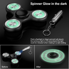 Coolden Fidget Spinner Metal Fidget Toys for Children Luminous Finger Spinner Sensory Hand Fidget Toy Anti Stress Anxiety Fidget Finger Toy Fidget Spinner Toy for Children Adults Black