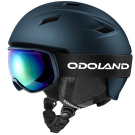 Odoland Ski Helmet and Ski Goggles Set Snowboard Helmet with Snowboard Goggles for Men and Women Ski Goggles UV 400 Protection Wind Resistance Snowboard Goggles for Skiing and Mountaineering, blue