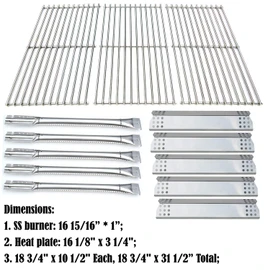 Direct store Parts Kit DG183 Replacement for Jenn-Air 720-0709B, 720-0727 Gas Grill Stainless Steel Burners, Heat Plates, Cooking Grid