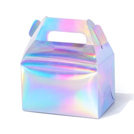 24 Pack Party Favour Boxes, Small Gable Gift Boxes ，Treat Boxes ，Paper boxes with Handles, Candy ，Cookie ，Bakery, Picnic Boxes for Wedding Birthday Baby Shower