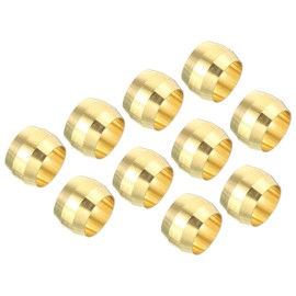 PATIKIL Pack of 40 Brass Compression Sleeves, 8 mm Tube Outer Diameter, Brass Compression Fittings, Brass Compression Fitting Assortment Kit