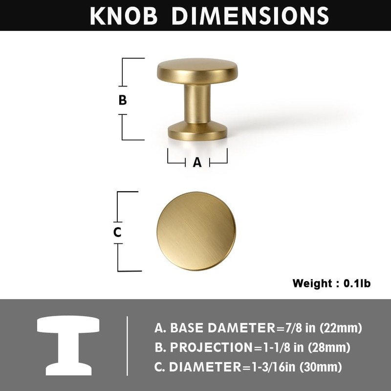 Yanxia Set of 12 Sleek Champagne Bronze Cabinet Knobs with