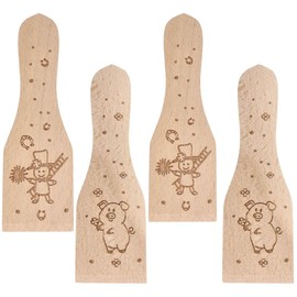 Spruchreif Set of 4 wooden scrapers with engraving "New Year's Eve", raclette spatula, set of 4 with engraving, raclette accessories, kitchen aid