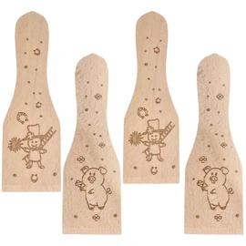 Spruchreif Set of 4 wooden scrapers with engraving "New Year's Eve", raclette spatula, set of 4 with engraving, raclette accessories, kitchen aid