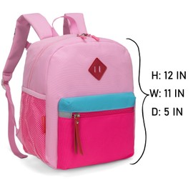 HawLander Little Kids Backpack for Boys or Girls, Toddler School Bag Fits 3 to 6 years old, Pink, 12 Inch
