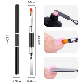 Visxcnu Brush nail, brush nail acrylic gel dual-ended poly gel brush, 2 pieces, acrylic UV, 2-in-1 nail design, polygel brush & picker, nail tools, accessories for acrylic nails extension