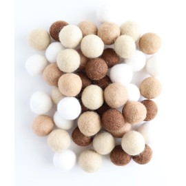 Mini Felt Factory | Wool Felt Balls Set Seasonal Brown Boho Tan Neutral Tone (60 Pcs 2.5cm) Craft Garland DIY Project Boho Handmade Supplies Bulk Home Decor Baby Mobile Montessori Cat Bunting