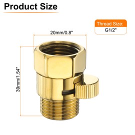 sourcing map Brass Chrome Shower Head Shut Off Valve, G1/2" Shower Control Valve Water Pressure Regulator Replacement for Shower System with PTFE Tape (Gold, 39mm/1.54")