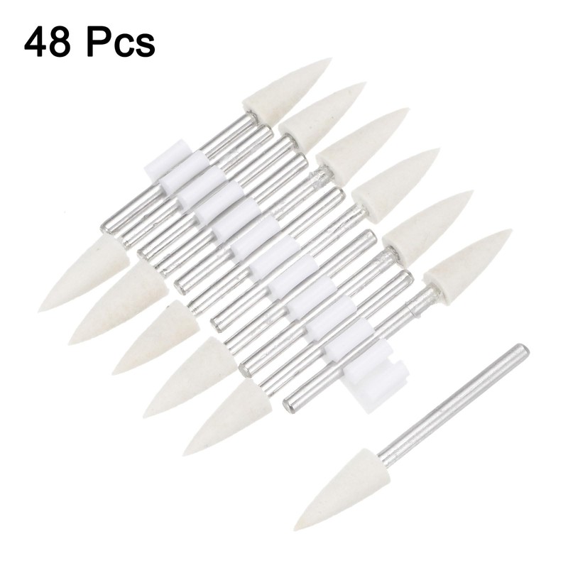 uxcell 6mm Wool Felt Mounted Points Conical Polishing Bits Burrs