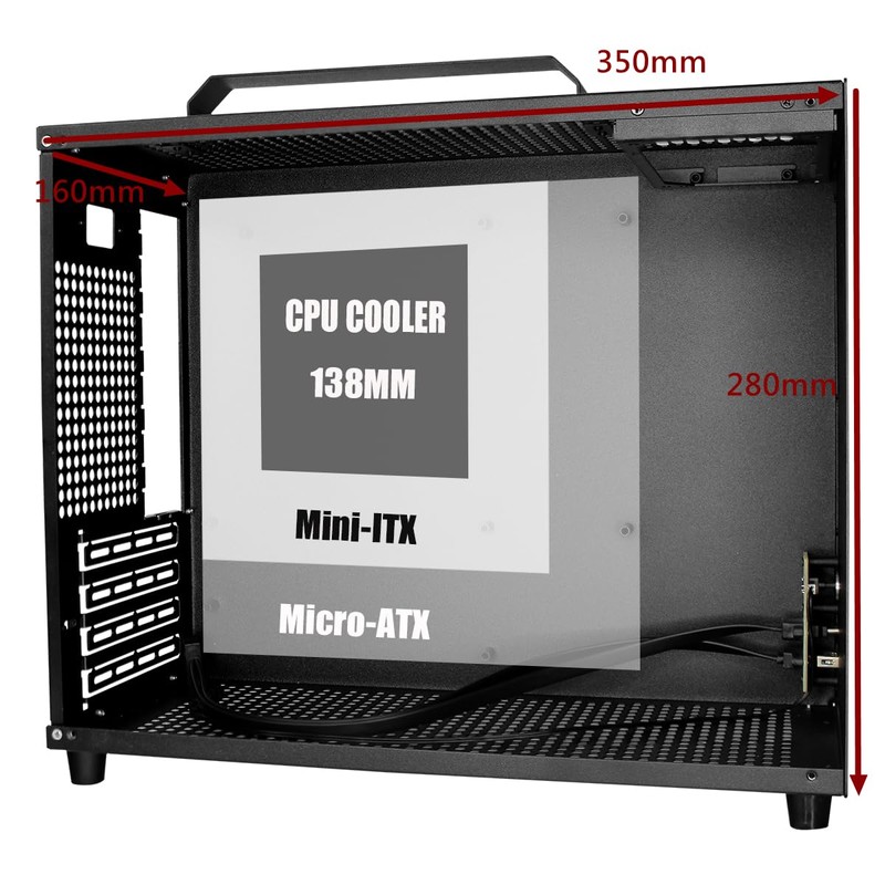 ALAMENGDA V500 Mini Portable M-ATX/ITX Computer Case, MINI-Tower CASE, Full