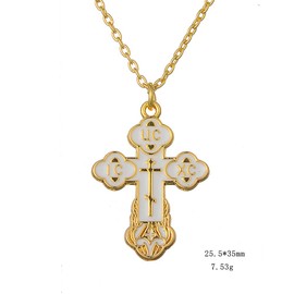 Dawapara Religious Christian Orthodox Bud Cross Jesus Christ Charm Pendant Necklace Jewelry for Women Mens