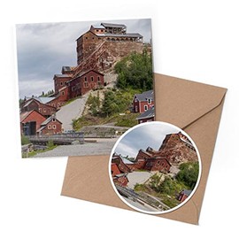 1 x Greeting Card & 10 cm Round Sticker Set - Kennecott Mines McCarthy Alaska USA - Birthday Thank You Friend Lover Fan Mum Dad Kids #53010