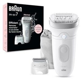 Braun Depiladora Silk-épil 7, dispositivo de depilación, afeitadora y recortadora para mujer, húmeda y seca, cabeza ancha, incluye cabezal de afeitado